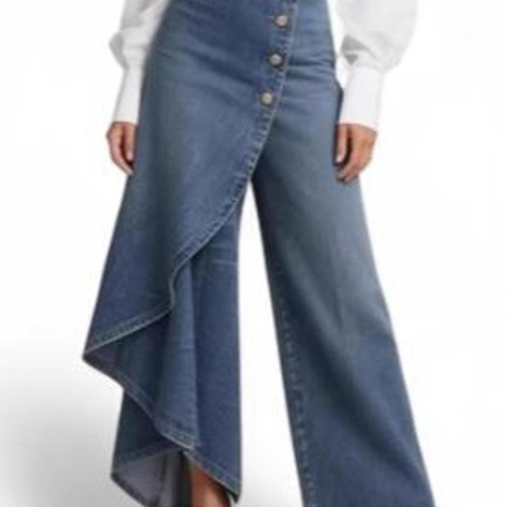 UOOZEE High Waisted Irregularity Buttoned Layered Jeans w Pockets  Denim Jeans